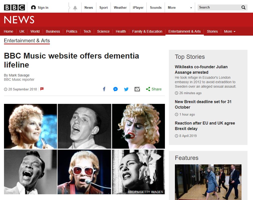 Soothing dementia through music - BBC launch new website